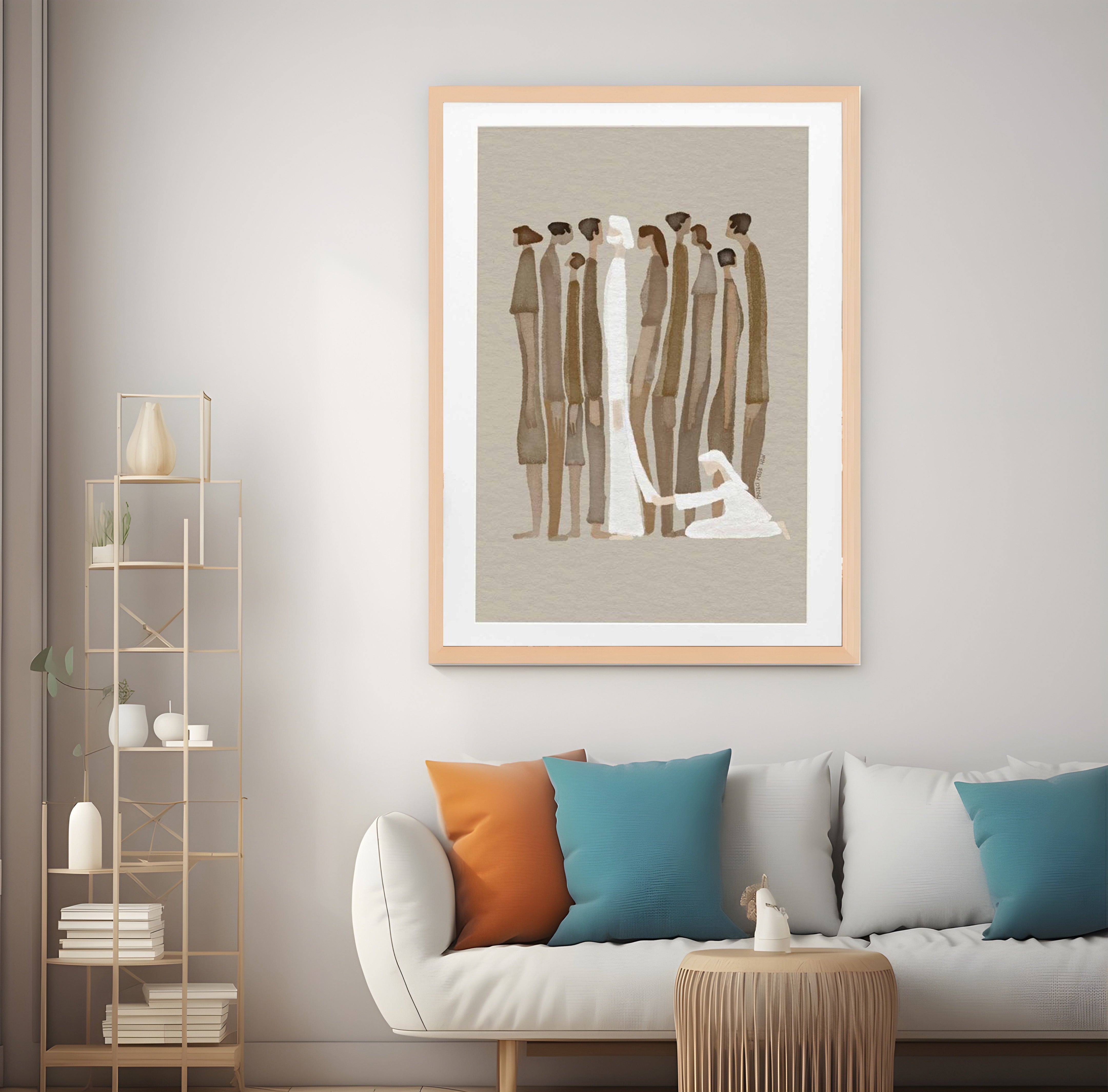 Woman Touches Jesus Poster, God Healing Christian Wall Art, Modern Bible Scripture Art, Jesus Watercolor Sketch, Religious Home Decor